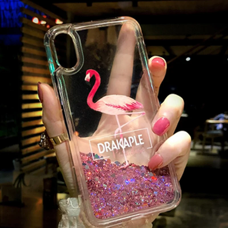 Flamingo Pattern Bling Liquid Clear Soft Case Cover on sfor Huawei P Smart P20 Lite Mate 20 Honor 8X Y5 Y6 Y9 2018 P10 Nova 3 6X (3)
