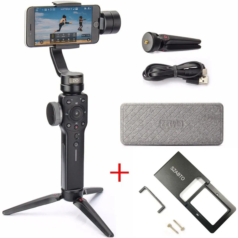 Zhiyun Smooth 4 3 Axis Gimbal Steadicam Стабилизатор для iPhone X 8 Gopro Hero 5 SJCAM SJ7 Xiaomi Yi 4k Экшн-камера