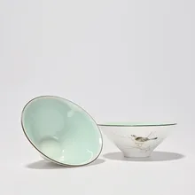 Ручная Краска птица чернила живопись Китайская высококачественная керамическая фарфоровая чайная Набор чашек печь для обжига глазури 65 мл кунг-фу чайная чашка Пуэр чайная чашка