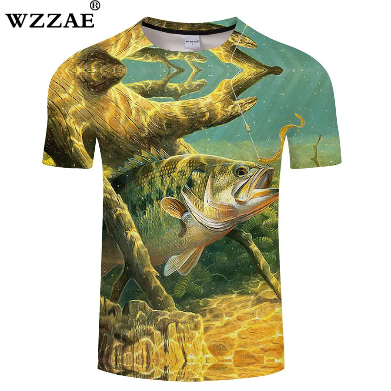 

2018 New Design The big fish bait 3d Print short-sleeved T-shirt Summer Cool style Fashion Men Women Casual Hip Hop 6XL Tee