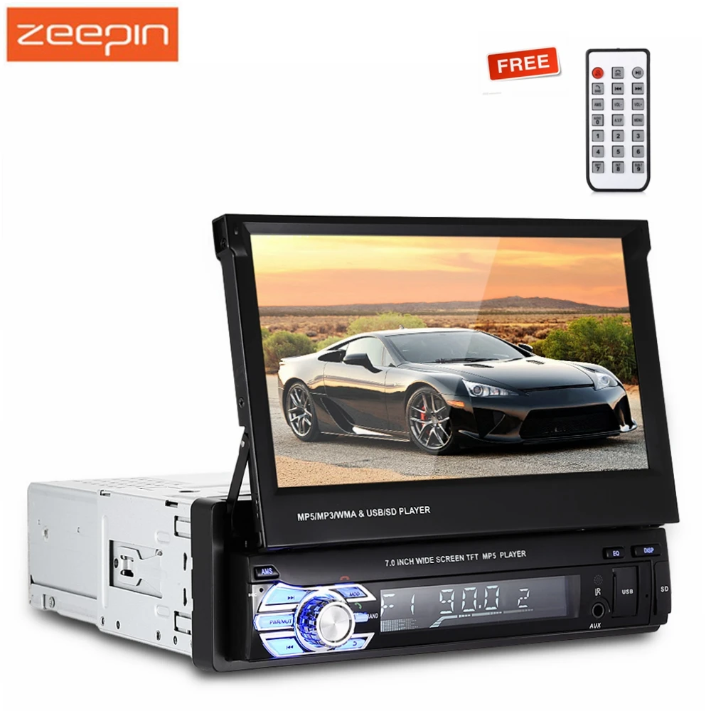 

7inch TFT LCD Screen Car MP5 Players Bluetooth FM Radio Car Multimedia Player Retractable Auto Radio Remote Control Rearview Cam