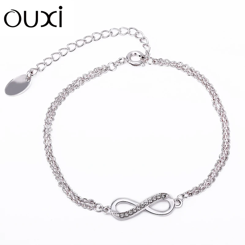 OUXI Fashion Bracelet Crystal CZ Hand Link Chain Bracelets for Women White Gold Color Engagement Jewelry | Украшения и аксессуары