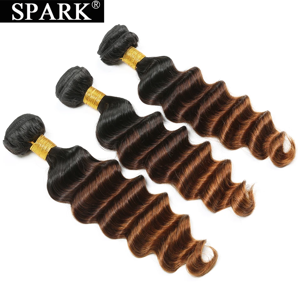 Spark Brazilian Loose Deep Wave Hair Bundles Deal T1B/4/30 Ombre Hair Weave 100% Remy Human Hair Extensions Can Buy 3/4 Bundles Spark Brazilian Loose Deep Wave Hair Bundles Deal T1B/4/30 Ombre Hair Weave 100% Remy Human Hair Extensions Can Buy 3/4 Bundles