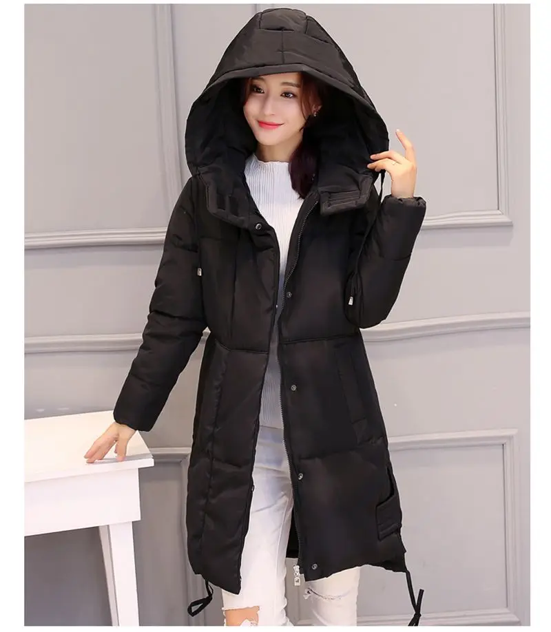 2016 Latest Winter Fashion Women Down jacket Hooded Thick Super warm Medium long Coat Long sleeve