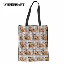 WHEREISART лабрадоры с принтами собак Женская холщовая рекламная сумка для покупок Женская пляжная сумка для девушек портативный складной дропшиппинг