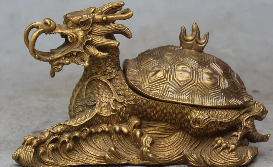 

8" Lucky Chinese Bronze Fengshui Dragon Turtle incense Burner Censer Statue S0708 Discount 35%