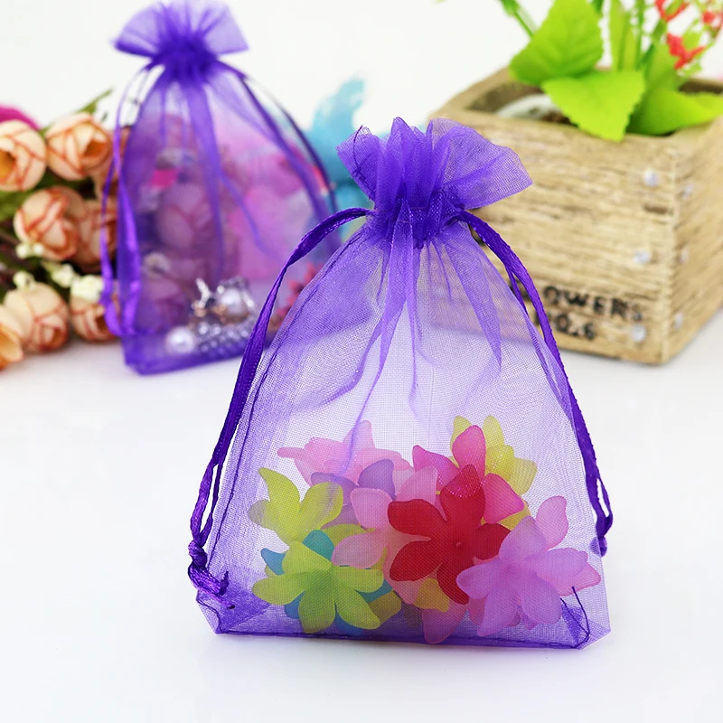 Wholesale 100pcs/lot Deep Purple Organza Bags 5x7cm Mini Wedding