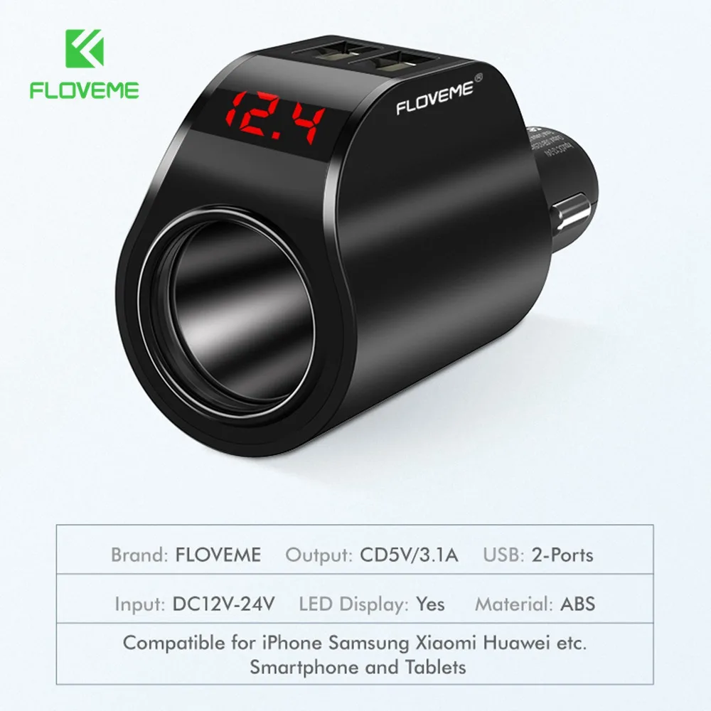 FLOVEME المزدوج USB سيارة شاحن آيفون شاشة ديجيتال ولاعة السجائر 5 V 3.1A اللوحي GPS محول شاحن هواتف xiaomi شاحن FLOVEME المزدوج USB سيارة شاحن آيفون شاشة ديجيتال ولاعة السجائر 5 V 3.1A اللوحي GPS محول شاحن هواتف xiaomi شاحن