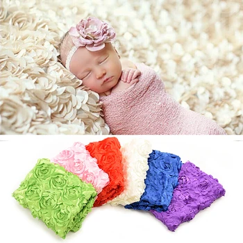 

Newborn Rose Flower Blanket Backdrop Handmade Baby Photography Props Swaddling Rug Infant Christmas Halloween Costume