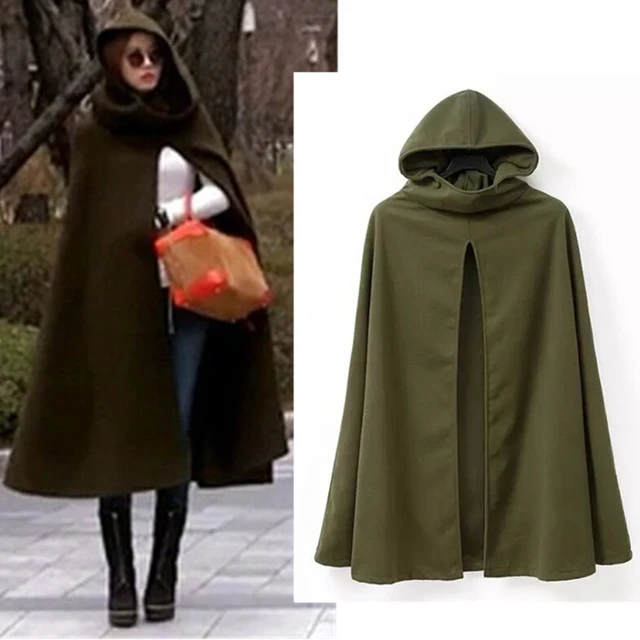 Hooded Poncho Long Tan Coat Spring Military Coat Casaco