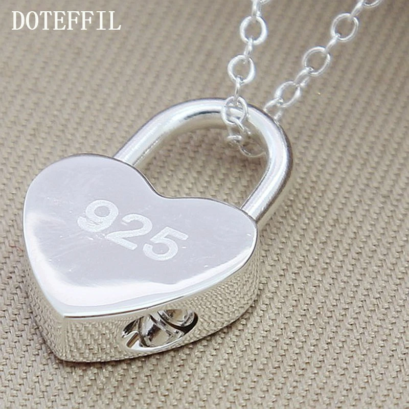 Ожерелье DOTEFFIL из серебра 925 пробы с кулоном в виде квадрата/сердца оригинальным
