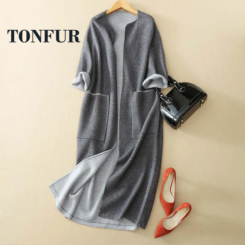 2019 модное Трендовое шерстяное зимнее длинное пальто из натурального кашемира