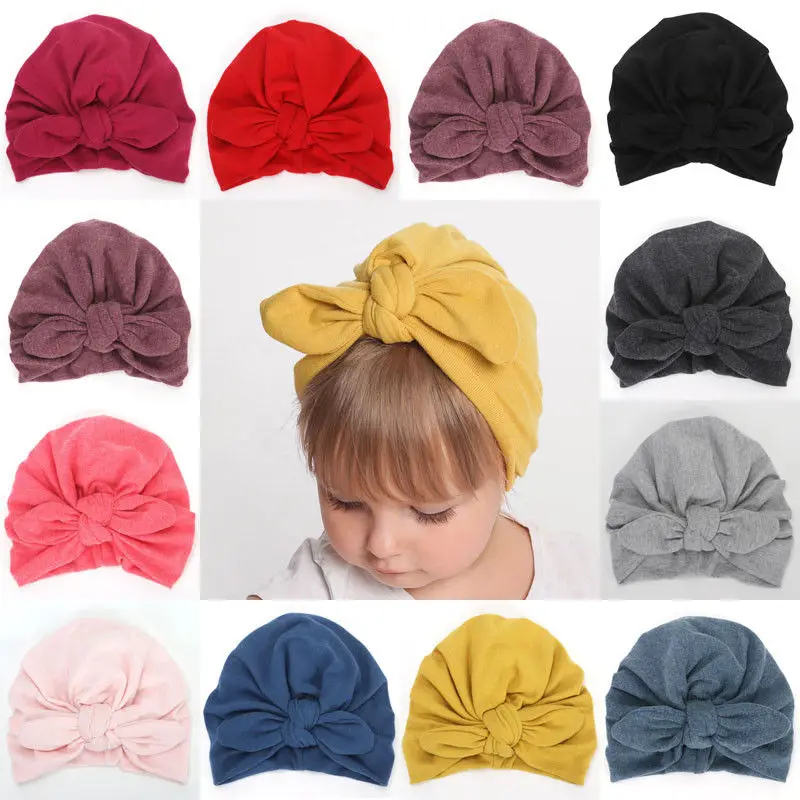 New Newborn Toddler Kids Baby Boy Girl Turban Cotton Beanie Hat Floral Warm Cap
