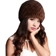 Женские шапки бомберы из натурального меха норки (TopFurMall) зимние
