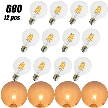 

12 pcs/lot LED Edison light bulb E27 retro nostalgic light buld warm white light G80 220V bulb creative led Household