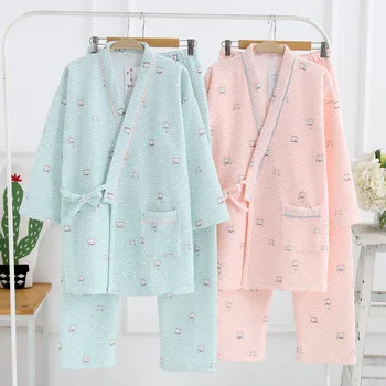 

Women's Pajama Set Winter Yukata Underwear Japanese Kimono Robe Gown Couples Suits Nightgown Sleepwear Bathrobe Leisure Homewear