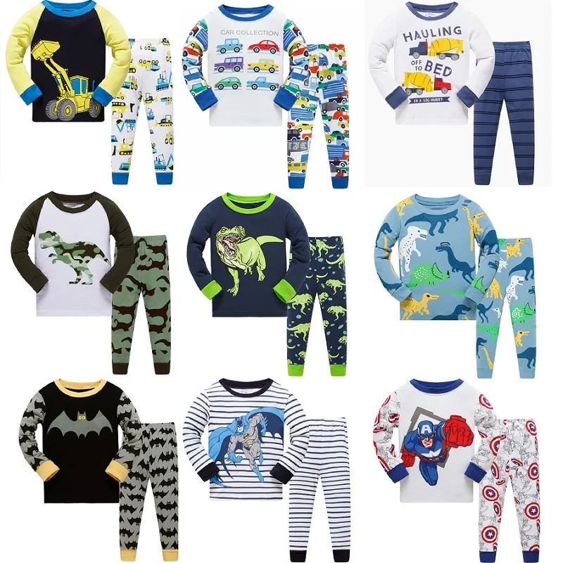 39 design garçons Batman enfants pyjamas enfants vêtements de nuit bébé pyjamas ensembles garçons dinosaure voiture pyjamas pijamas coton vêtements de nuit