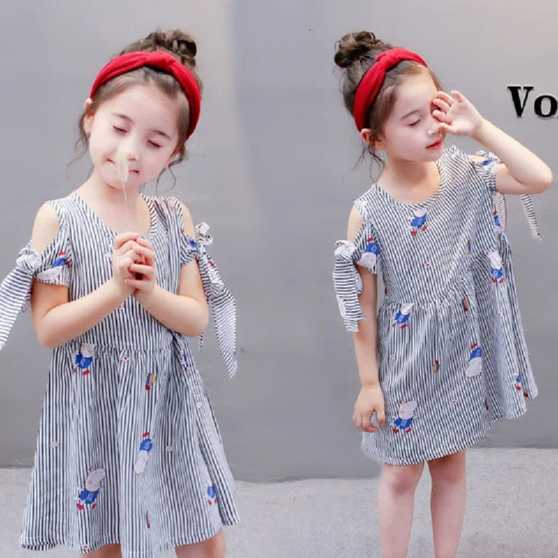 

2-8 Years Kids Girl Sling Dresses Summer Chidlren Clothes Toddler Girls Dress Baby Cotton Sleeveless Print Flower Princess Dress