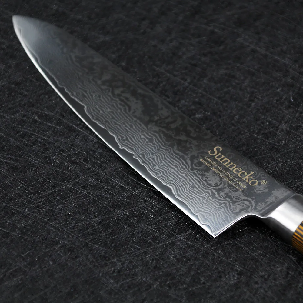 Sunnecko 3 шт. Кухня Ножи набор 7 ''santoku 3.5'' сравнивая 8 ''повар Ножи Sharp japaness VG10 Сталь сильная твердость Пособия по кулинарии Инструменты