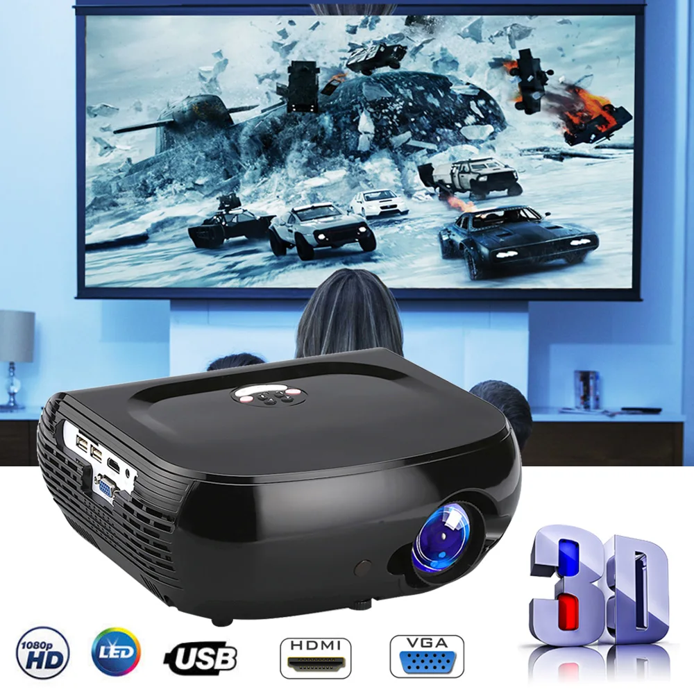 Poner saund W1 мини светодиодный проектор 2500 люмен Поддержка Full HD 1080 P HDMI ЖК дисплей