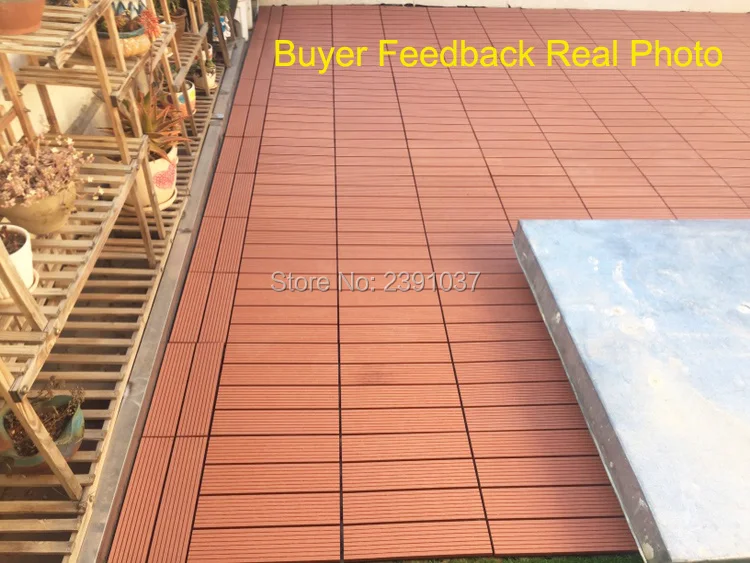 Chinese Mahogany color balcony floor Non-Slip wood plastic composite outdoor floor tiles waterproof Courtyard garden floor