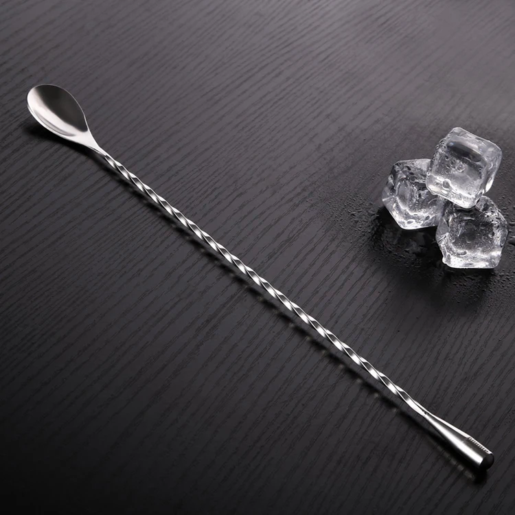 1Pcs Stainless Steel Mixing Spoon Long Handled Drink Mixer Spiral Pattern Bar Cocktail Shaker Spoon Bartender  Tools (9)