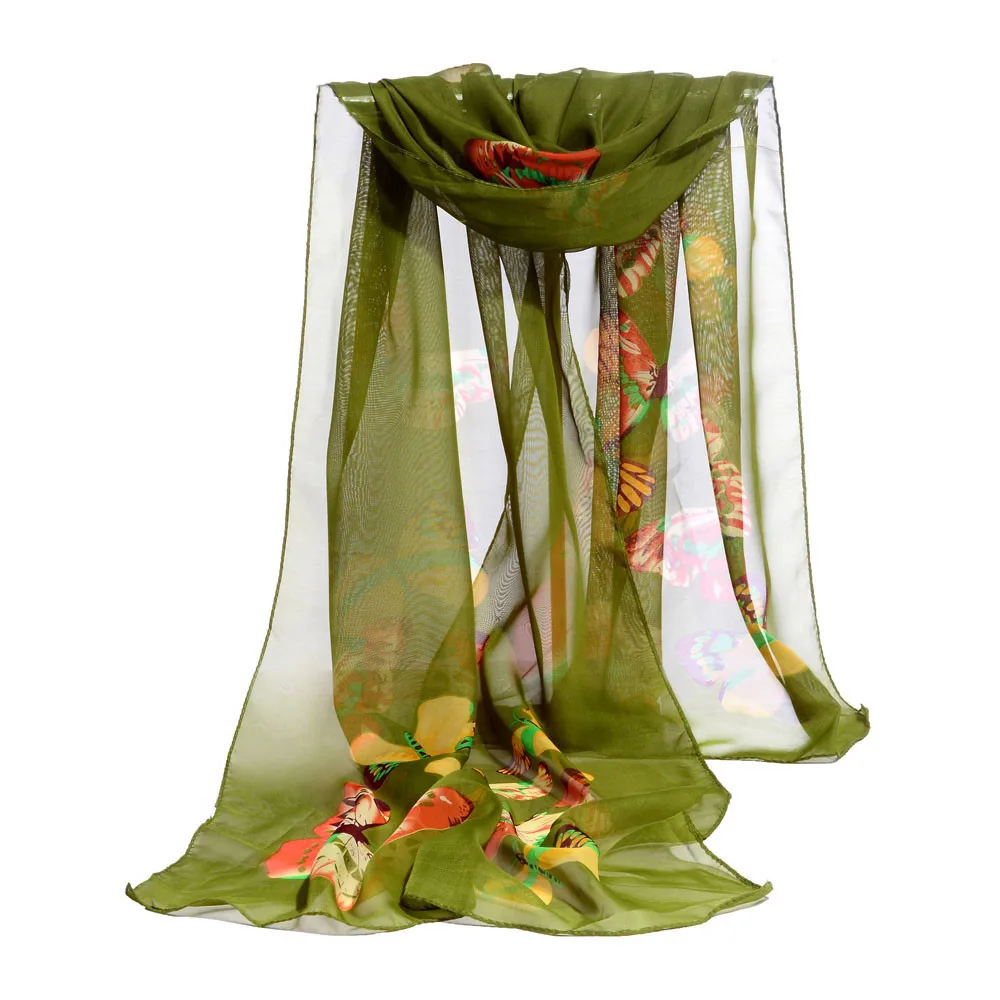 

#Z30 Luxury Scarf Women Soft Chiffon Wrap scarf Hijab Spring Autumn Thin Ladies Shawls Scarves Green Bufandas Invierno Mujer