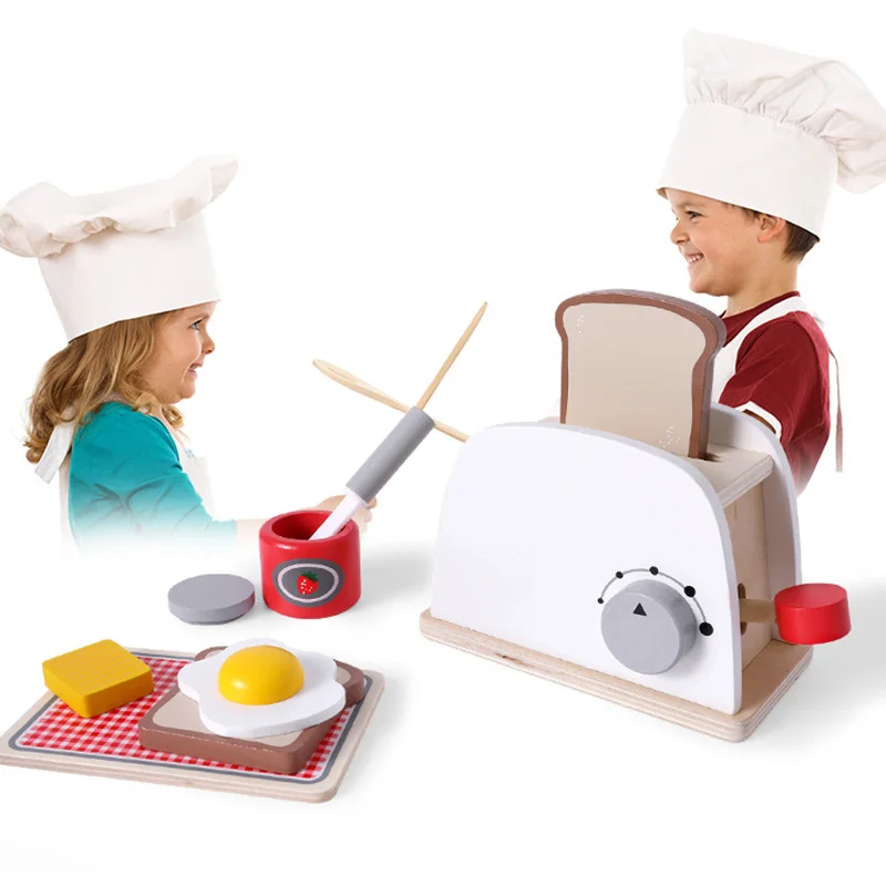 Деревянные ролевые игры кухонные игрушки Моделирование тостеры хлеб набор кухня ролевые игры Ранние развивающие игрушки