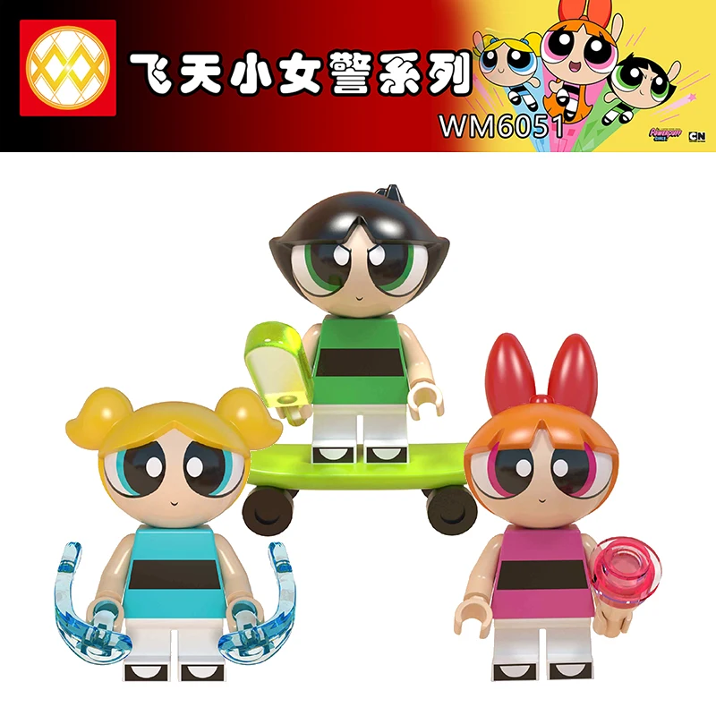 

Single Sale The PowerpuffS Girls Legoingly Action Figure Buttercup Bubbles Blossom Building Blocks Bricks Children Toys WM6051