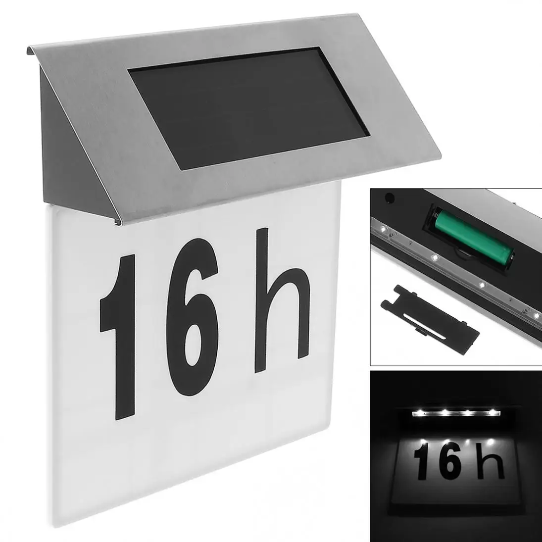 

Solar Energy LED Door Lights Waterproof Outdoor Light Stainless Steel Wall Lamp House Apartment Number Lamp