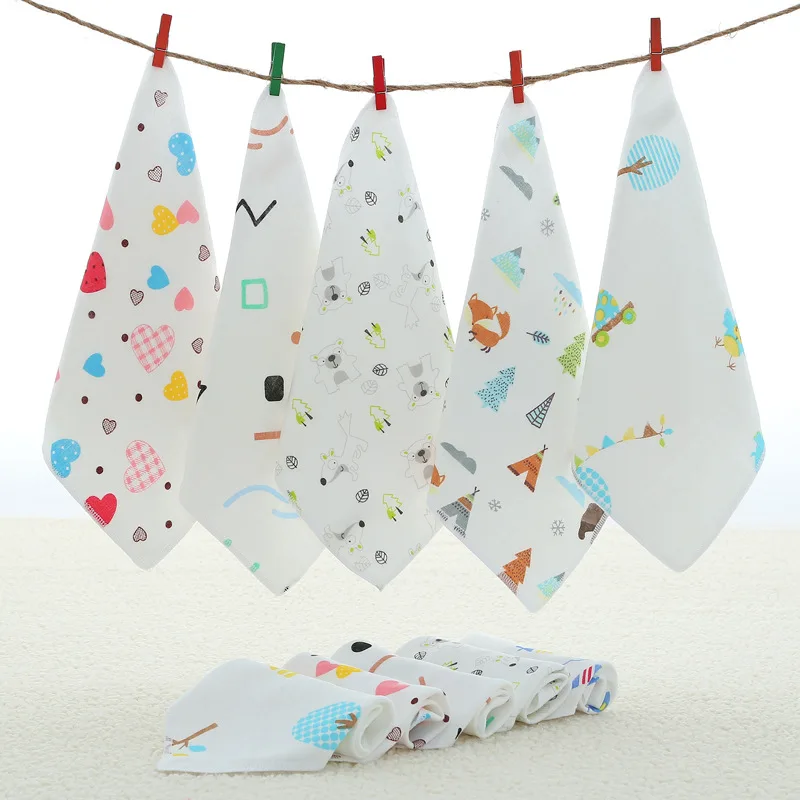 

2019 New cotton gauze small square baby child print saliva towel thin handkerchief 25*25cm dudunana