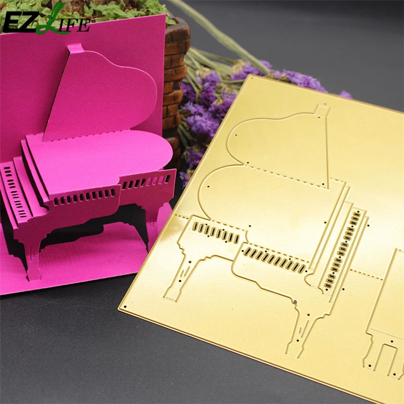 

3D Grand Piano Set Golden Metal Cutting Dies Stencils For Diy Scrapbooking Embossing Folder Photo Album Paper Craft Dies #626