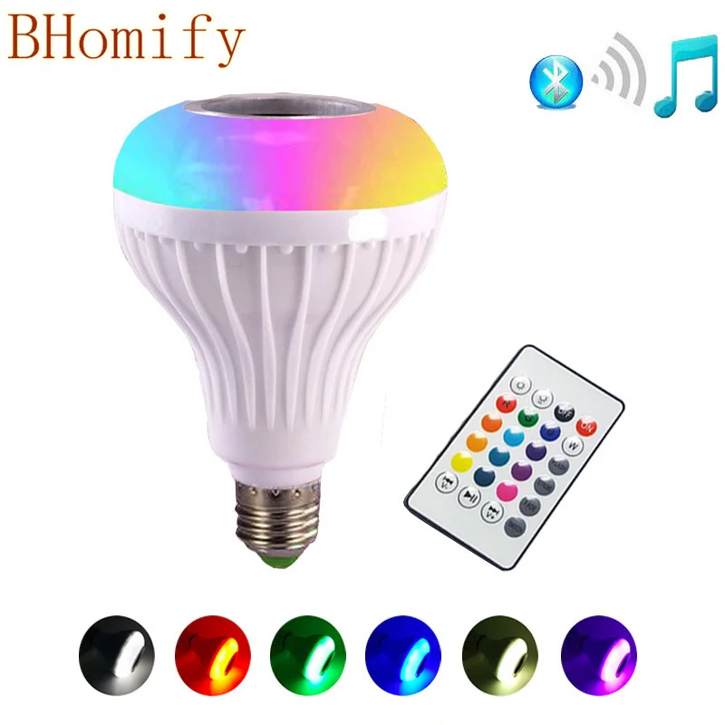 Умная Беспроводная Bluetooth Колонка E27 RGB RGBW лампочка с регулируемой яркостью для