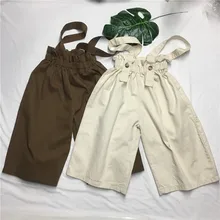 Г., комбинезон с оборками в Корейском стиле для девочек модные детские Широкие штаны для девочек 2-7 лет