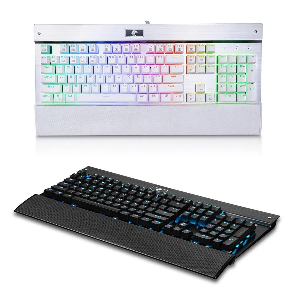 

9 RGB LED Backlight Gaming Keyboard Teclado USB Wired 104 Key Blue Mechanical Switch Keyboard for PC Desktop Laptop Enjoy Gaming