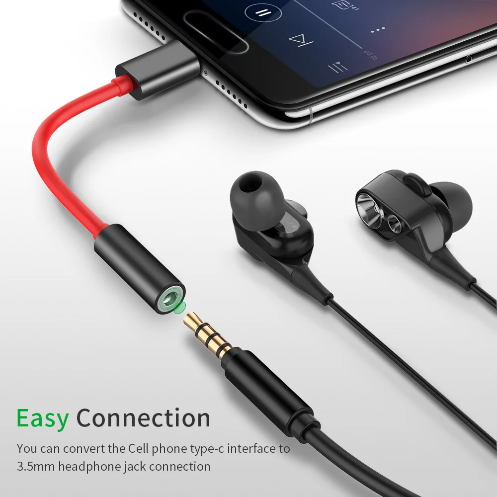 Type C 3.5 Jack Earphone Cable USB C to 3.5mm AUX Headphones Adapter For Huawei mate 20 P20 pro Xiaomi Mi Samsung S9 Audio cable