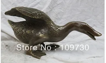 

00929 12 inch classical chinese folk copper carvings lifelike duck figurine