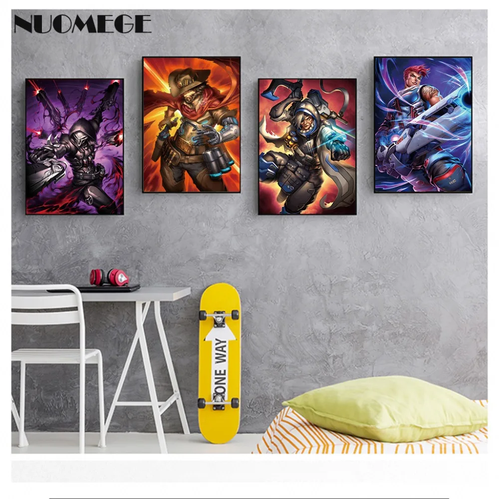 NUOMEGE Overwatchs игра художественный плакат T Wall Art настенные картины для декора шелковые принты на холсте художественные плакаты, постеры украшение дома