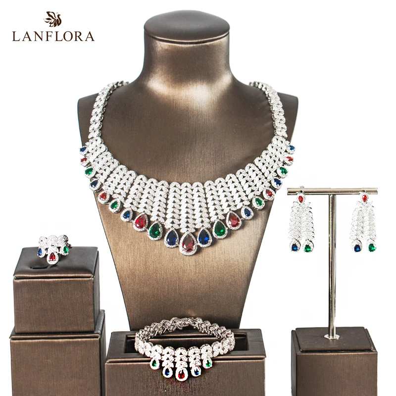 LANFLORA африканские комплекты украшений для женщин новые роскошные ювелирных
