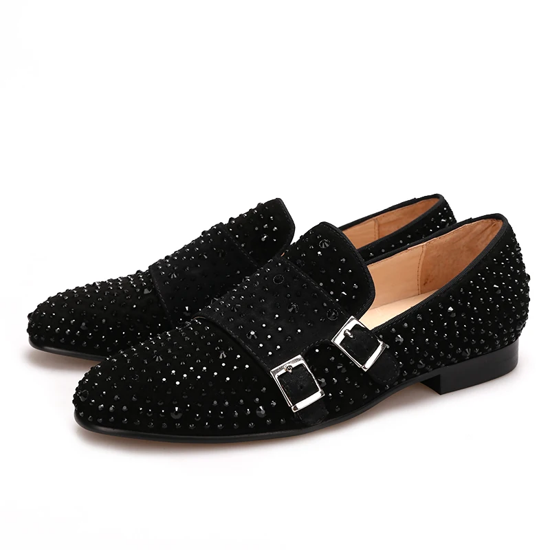 Zapatos Tamaño Negro Pisos Hombres Rhinestone Fiesta 2017 Somking Mocasines Grande Boda Casuales Cerrojo Con Nueva Zapatillas Suede Y x4wXqnPUSZ