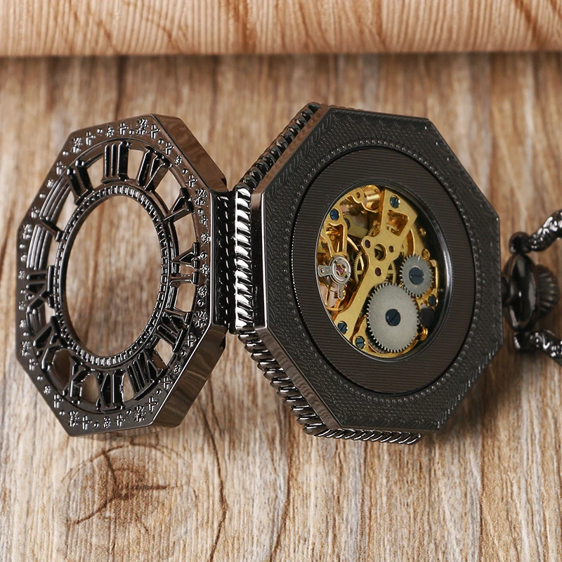 Классический Octagon Форма Механические карманные часы ретро Рука обмотки карманные часы подарок для Для мужчин
