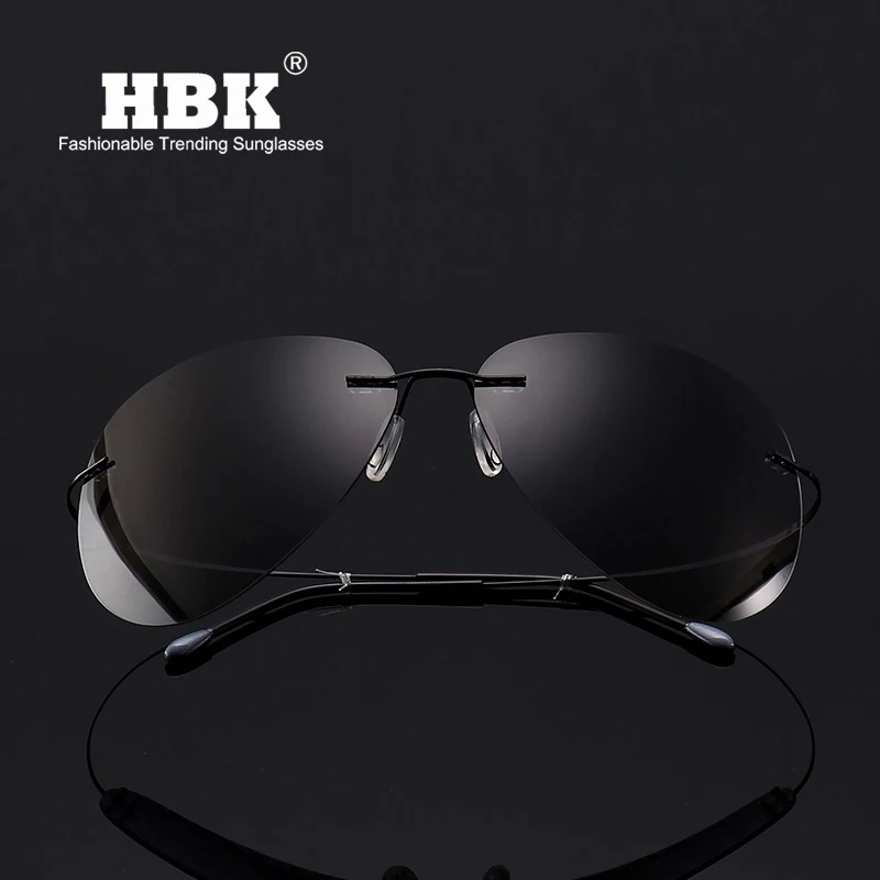 HBK 2019 100% Real Titanium Ultralight No Screw Polarized Rimless Sunglasses Men Women Fashion Sun Glasse Shade Oculos Gafas De Sol 2019-2