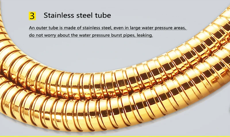 Bathroom Replacement Anti-Torsion Shower Hose Double Locked Flexible Stainless Steel 1.5m High Quality Gold Shower Plumbing (22)