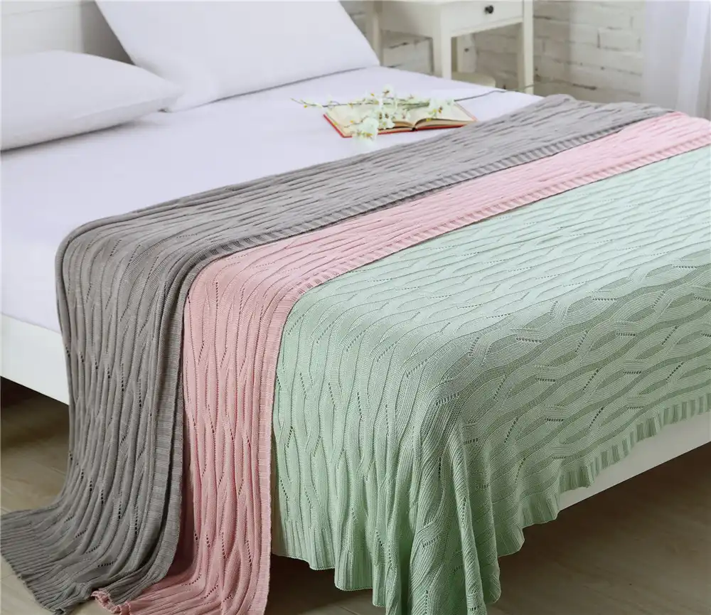 Wholesale Pink Green Grey Knitted Throw Blanket Cobertor Soft Bamboo Plaids Portable Car Air Conditioner Blankets Sofa Car Cover Knitted Throw Blankets Wholesalewholesale Blankets Aliexpress