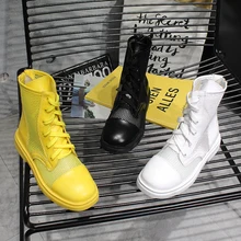 2019 spring new hollow breathable tie with thin boots in the tube Martin boots women's shoes