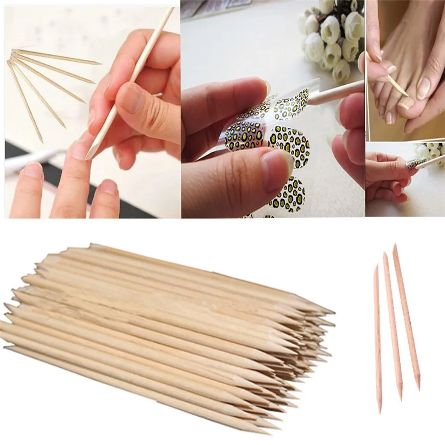 

2017 nail brush 100Pcs Nail Art Orange Wood Stick Cuticle Pusher Remover Pedicure Manicure Tool