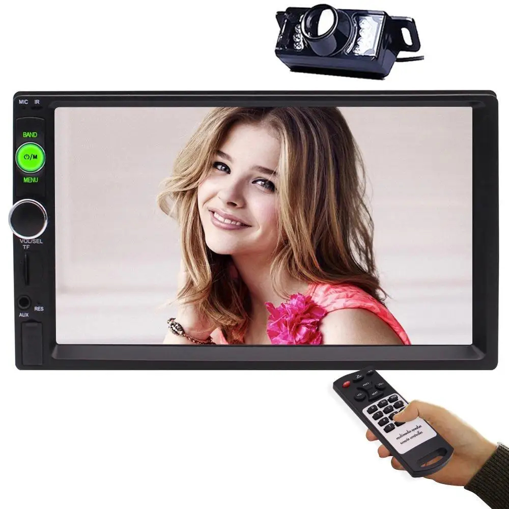 

EinCar 7'' 2 Din Bluetooth Car FM Radio Car Stereo MP5 Player Radio Entertainment USB/TF FM Aux Input SWC + Rear View Camera