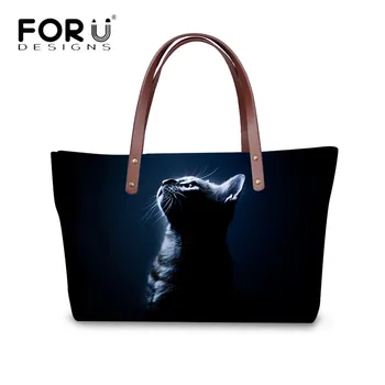

FORUDESIGNS Fashion Women Big Messenger Bags Cute Pet Cat Pattern Cross Body Bag for Ladies Shopping Top-handle Bags Feminina