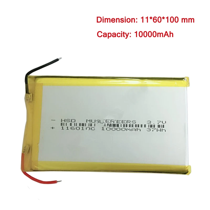 

10000 mah 3.7 v 1160100 Batterie Li-po Rechargeable Batteries For Tablet PC Power Bank MP4 Remplacement battery