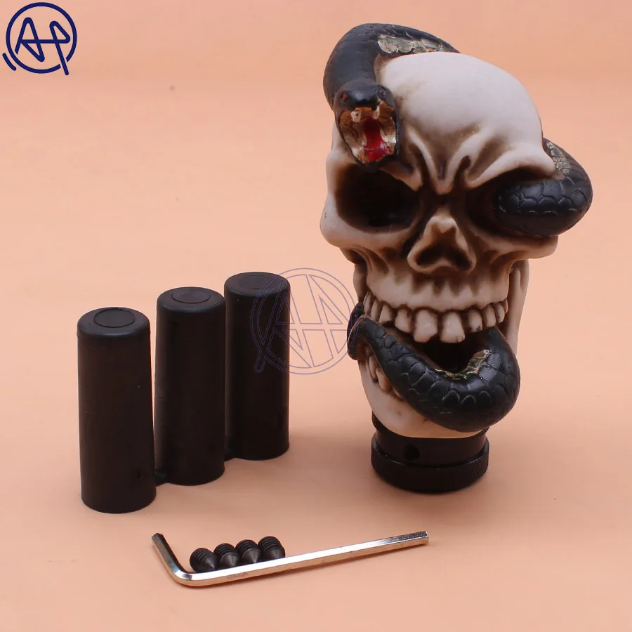 

Car Truck Horror Skull Head Snake Style Gear Knob Handle Gear Shift Knob Manual Shifter Shift Lever Knob Handbrake Cover 1set